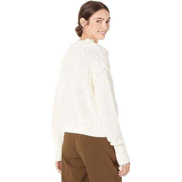 Free People Bell Song Knit Pointelle Sweater Long Sleeve  Bone White Size M NWT - Picture 4 of 13